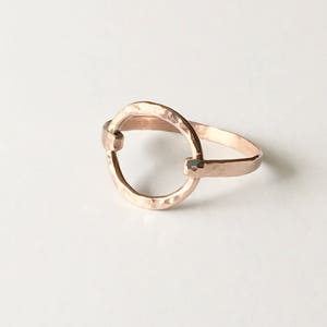 Hammered Large Circle Rose Gold Filled or Sterling Ring - Rose Gold Ring - Circle Ring