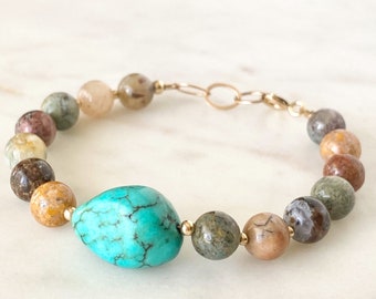Turquoise Bracelet - Gold Filled and Turquoise Bracelet - Everyday Bracelet - Healing Crystal Bracelet