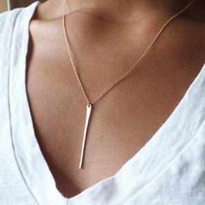 Layering Necklace Long Gold Filled Bar Necklace Gold Tapered Bar Necklace Gold Filled Necklace Delicate Gold Necklace image 4