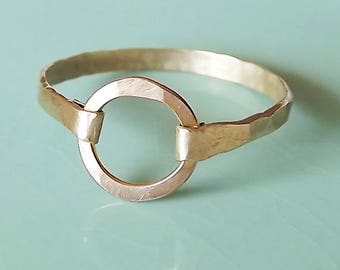 Hammered Circle Gold Filled Ring - Gold Ring - Circle Ring