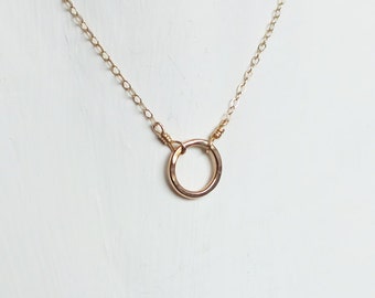 Layering Necklace - Mini Circle Sterling and Gold Filled Pendant Necklace - Dainty Eternity Necklace - Two Toned Necklace