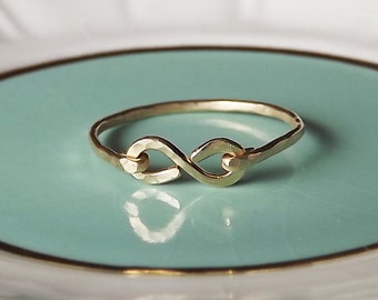 Hammered Gold Filled or Sterling Infinity Band - Gold Ring - Stackable Ring - Hammered Ring - Wedding Band