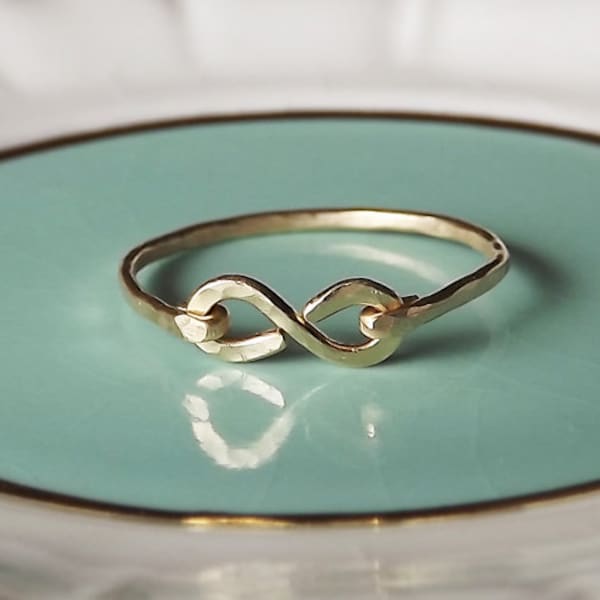 Hammered Gold Filled or Sterling Infinity Band - Gold Ring - Stackable Ring - Hammered Ring - Wedding Band