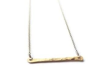 Layering Bar Necklace - Gold Filled Hammered Bar Necklace - Everyday Necklace - Gold Filled Bar Necklace - Gold Necklace