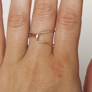 14k gold filled wrap ring Gold Dainty Ring Hammered Asymmetrical Gold Filled Hug Ring Gold Ring Gold Band Stacking Rings image 4