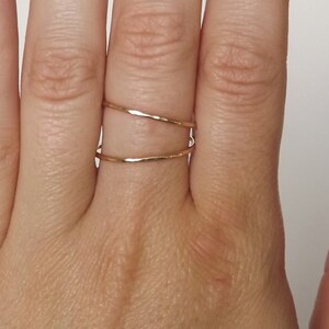 Hammered Asymmetrical Sterling Hug Ring Silver Ring Sterling Band Stacking Rings image 4