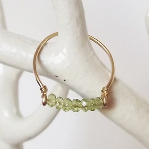 Hammered Gold Filled Peridot Gemstack Ring Gemstone Ring Stacking Ring Gold Ring BIRTHSTONE ring image 3