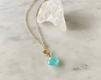 Chalcedony Charm Necklace - Birthstone Necklace - Gemstone Necklace - Bridesmaid Necklace