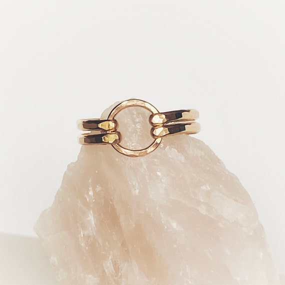Gold Circle Ring - Stacking Rings - Heavy Gauge Hammered Gold Filled Ring - Gold Ring - Stackable Rings - Wedding Band