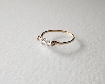 Hammered Gold Filled Swarovski Crystal Ring - Gold Ring - Gemstone Ring - Stacking Rings