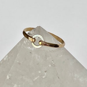 Hammered Sterling and Gold Filled Ring Mix Metal Ring Gold Band Stacking Rings Hammered Rings image 2