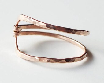 Hammered Asymmetrical Rose Gold Filled "Hug" Ring - Rose Gold Ring - Stacking Rings