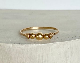 14k gold filled bead ring - gold band - gold stacking rings - gold filled ring