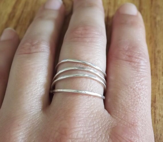 Hammered Sterling Spring Ring - Silver Ring - Sterling Wrap Ring - Coil ...