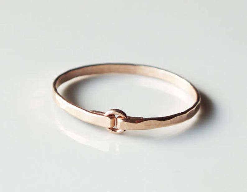 ROSE Gold Filled Ring Rose Gold Ring Stacking Rings Wedding Band Tiny Circle Hammered Ring image 2