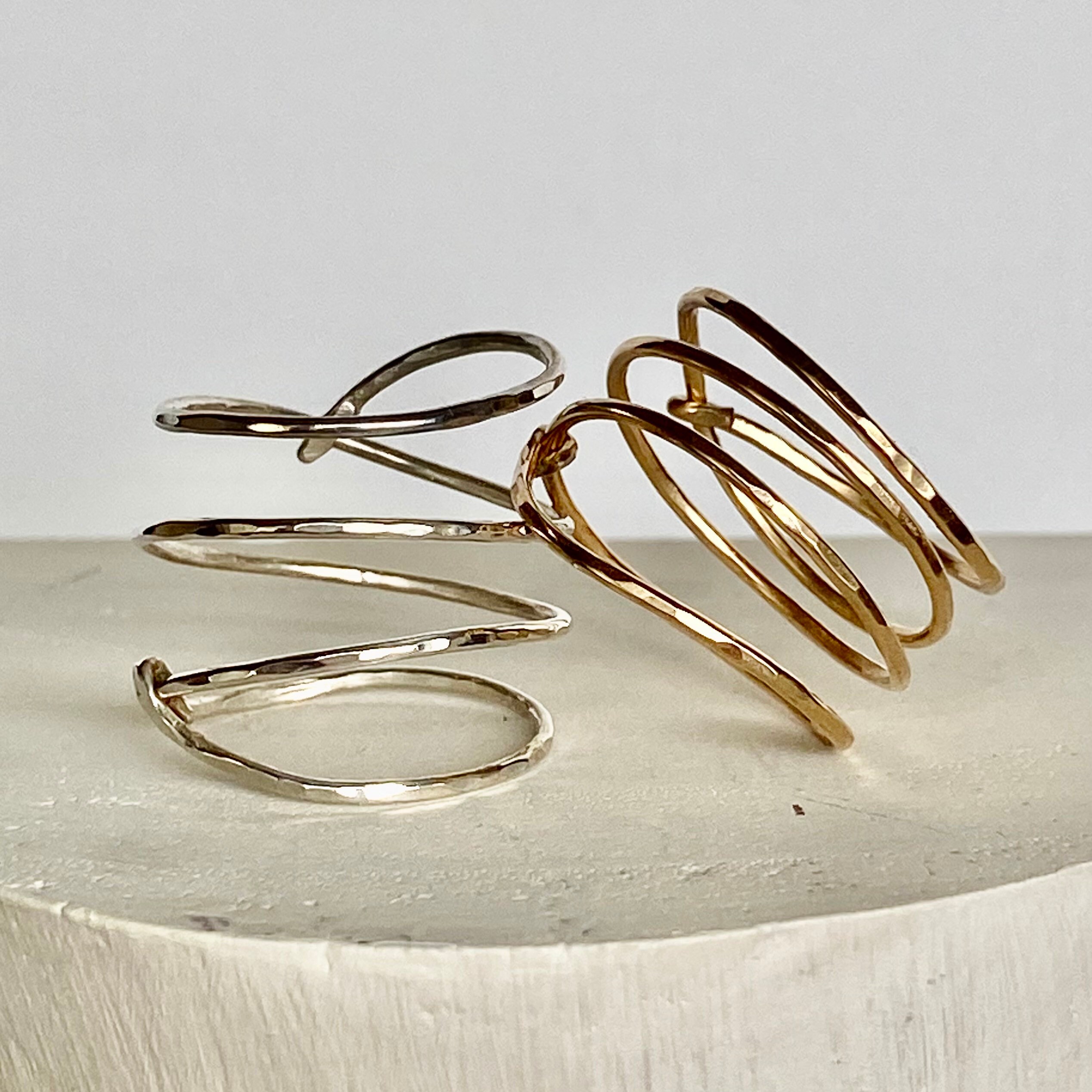 Hammered Sterling Spring Ring - Silver Ring - Sterling Wrap Ring - Coil ...
