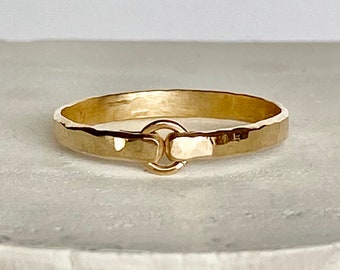 Heavy Gauge Hammered Gold Filled Ring - Gold Ring - Stacking Rings - Wedding Band