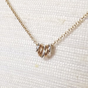 Layering Necklace - Five Mix Metal Circle Gold Filled Necklace - Mix Metal Necklace - Sterling and Gold Necklace - Everyday Necklace