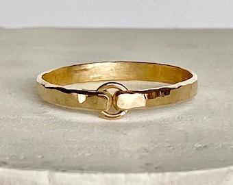 Gold Band - Stacking Rings - Heavier Gauge Hammered Gold Filled Ring - Gold Ring - Wedding Band