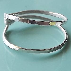 Hammered Asymmetrical Sterling Hug Ring Silver Ring Sterling Band Stacking Rings image 1