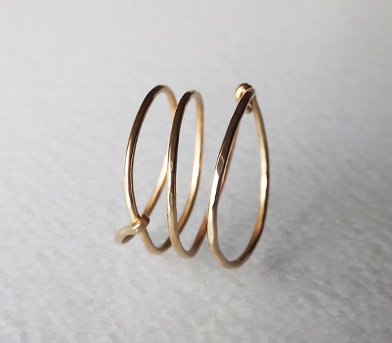 Hammered Gold Filled Spring Ring Gold Ring Wrap Ring Etsy