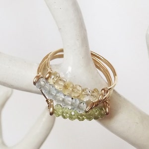 Hammered Gold Filled Peridot Gemstack Ring Gemstone Ring Stacking Ring Gold Ring BIRTHSTONE ring image 4