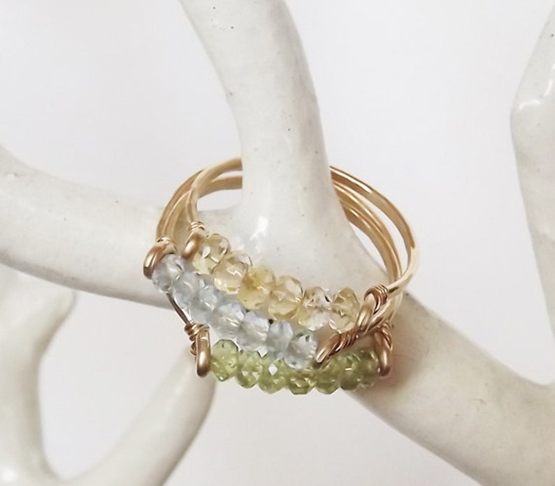 Hammered Gold Filled Peridot Gemstack Ring Gemstone Ring Stacking Ring Gold Ring BIRTHSTONE ring image 4