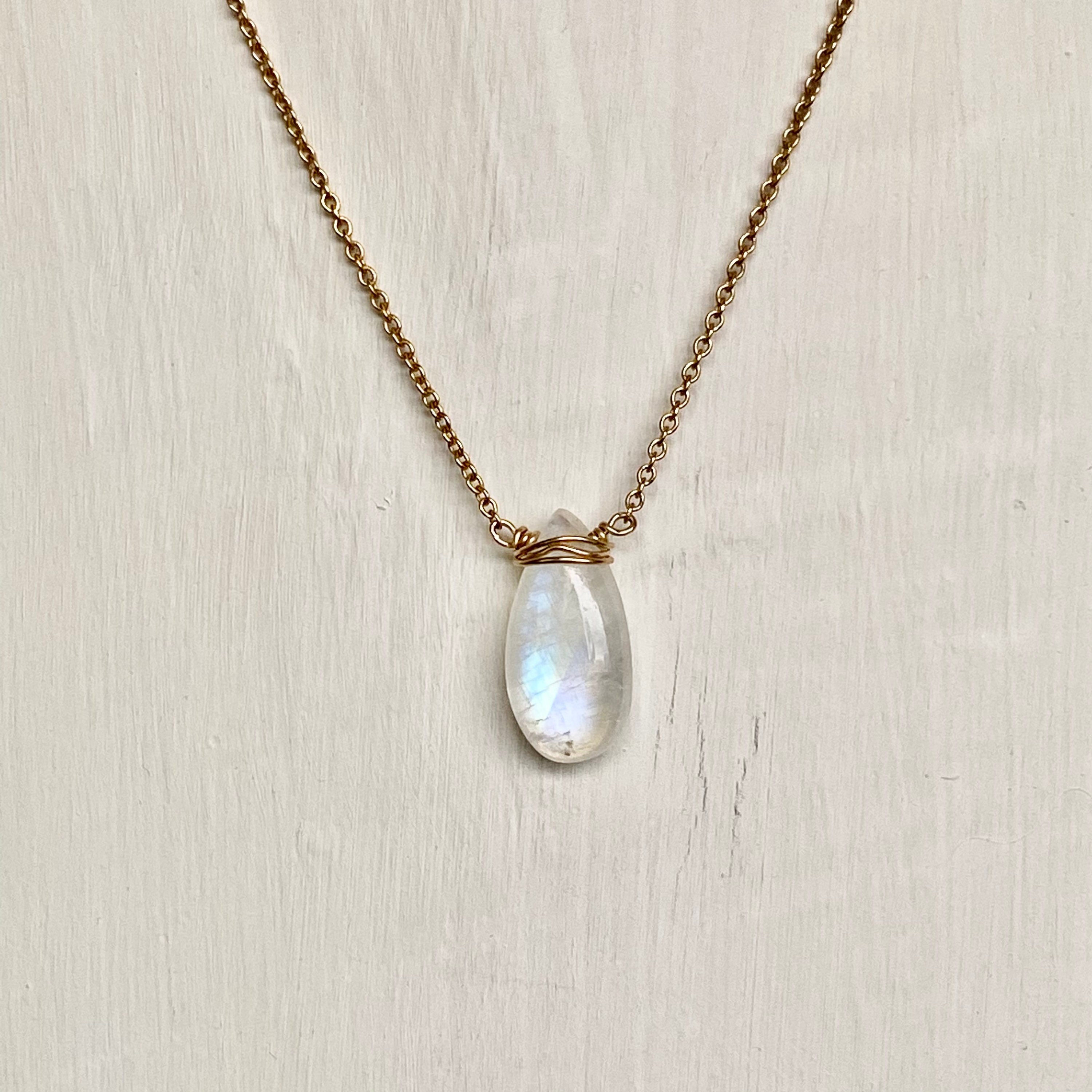 Moonstone Charm Necklace Birthstone Necklace Gemstone Etsy