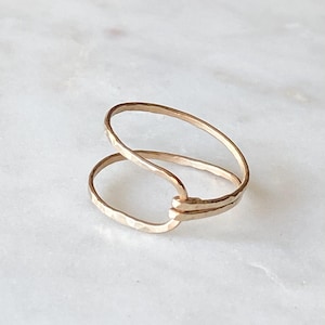 14k gold filled wrap ring - Gold Dainty Ring - Hammered Asymmetrical Gold Filled Hug Ring - Gold Ring - Gold Band - Stacking Rings