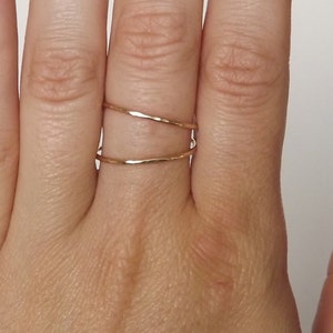 14k gold filled wrap ring Gold Dainty Ring Hammered Asymmetrical Gold Filled Hug Ring Gold Ring Gold Band Stacking Rings image 3