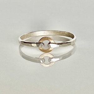 Hammered Sterling Mini Circle Ring - Sterling Band - Stacking Rings