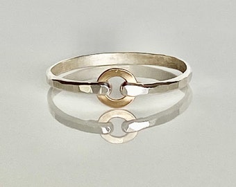 Hammered Sterling Mini Circle Ring - Sterling Band - Stacking Rings