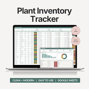 Plant Inventory Tracker Spreadsheet, Houseplant Care Tracker, Watering Schedule Journal, Outdoor Garden Log (Google Sheets)