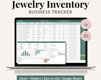 Foglio di calcolo per la gestione dell'inventario di gioielli, strumento per il monitoraggio delle vendite e dell'inventario di attività di gioielleria, modello per negozi di artigianato (Fogli Google)