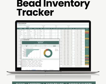 Strumento di monitoraggio dell'inventario delle perline, foglio di calcolo per l'inventario della creazione di gioielli, organizzazione delle perline, strumento di monitoraggio dei materiali per il fai da te (Fogli Google)