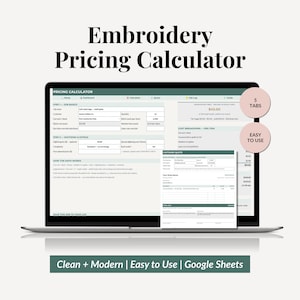 Embroidery Pricing Calculator Spreadsheet, Quote Builder Template, Custom Apparel Pricing Tool, Profit Tracker (Google Sheets)