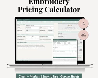 Embroidery Pricing Calculator Spreadsheet, Quote Builder Template, Custom Apparel Pricing Tool, Profit Tracker (Google Sheets)