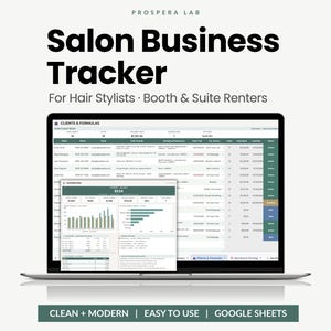 Hair Stylist Bookkeeping Tracker, Salon Booth Renter Income Expense & Tip Spreadsheet, Client Color Formula (Google Sheets)