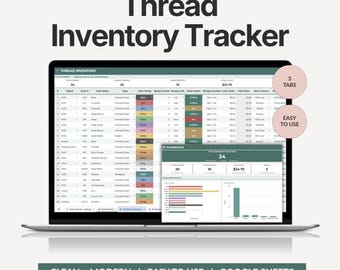 Thread Inventory Tracker Spreadsheet, Cross Stitch Floss Organizer, DMC Embroidery Floss Tracker with Shopping List (Google Sheets)