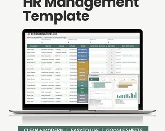Modello HR, foglio di calcolo per la gestione dei dipendenti, strumento di monitoraggio delle ferie, dashboard HR, lista di controllo per l'inserimento dei nuovi dipendenti (Fogli Google)