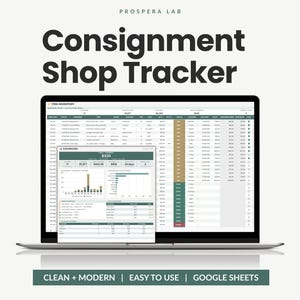 Consignment Inventory Tracker, Consignor Payout Template, Resale Shop Sales Log, Thrift Store Spreadsheet (Google Sheets)
