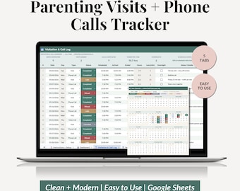 Registro delle visite e del tempo trascorso con i figli, foglio di calcolo per l'affidamento dei figli, registro delle telefonate, documentazione per il tribunale (Fogli Google)
