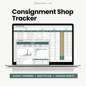 Consignment Inventory Tracker, Consignor Payout Template, Resale Shop Sales Log, Thrift Store Spreadsheet (Google Sheets)