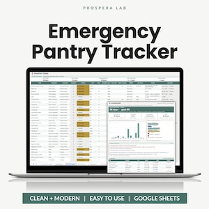 Emergency Pantry Stockpile Tracker, Food Storage Inventory, Food & Water Calculator, Prepper Spreadsheet (Google Sheets)