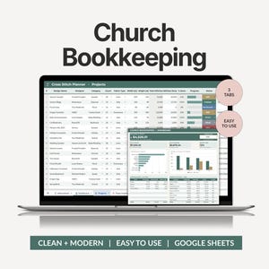 Church Bookkeeping Spreadsheet, Ministry Budget & Finance Tracker, Donation Expense and Fund Management Template (Google Sheets)