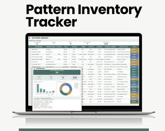 Strumento per tenere traccia dell'inventario dei modelli, organizzatore di modelli di cucito, strumento per tenere traccia della collezione di modelli, foglio di calcolo per maglia, uncinetto e quilting (Fogli Google)