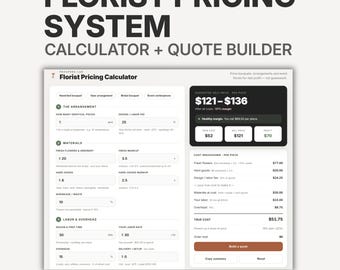 Florist Business Pricing Calculator + Quote Builder, Flower Arrangement Pricing Guide, Wedding Floral Cost Tool (Instant Download)