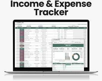 Income & Expense Tracker, Monthly Budget Spreadsheet, Personal Finance Tracker, Net Worth, Spending Template (Google Sheets)
