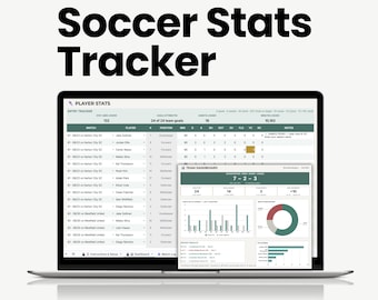 Foglio di calcolo per il monitoraggio delle statistiche di calcio, modello per allenatori e manager di squadre, statistiche dei giocatori, registro delle partite e risultati di squadra (Fogli Google)