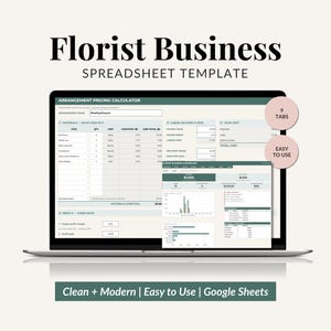 Florist Business Planner, Flower Shop Spreadsheet Template, Florist Pricing Calculator, Floral Inventory Tracker (Google Sheets)